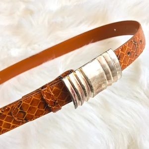 RITZ Genuine snakeskin leather belt with rattlesnake style buckle